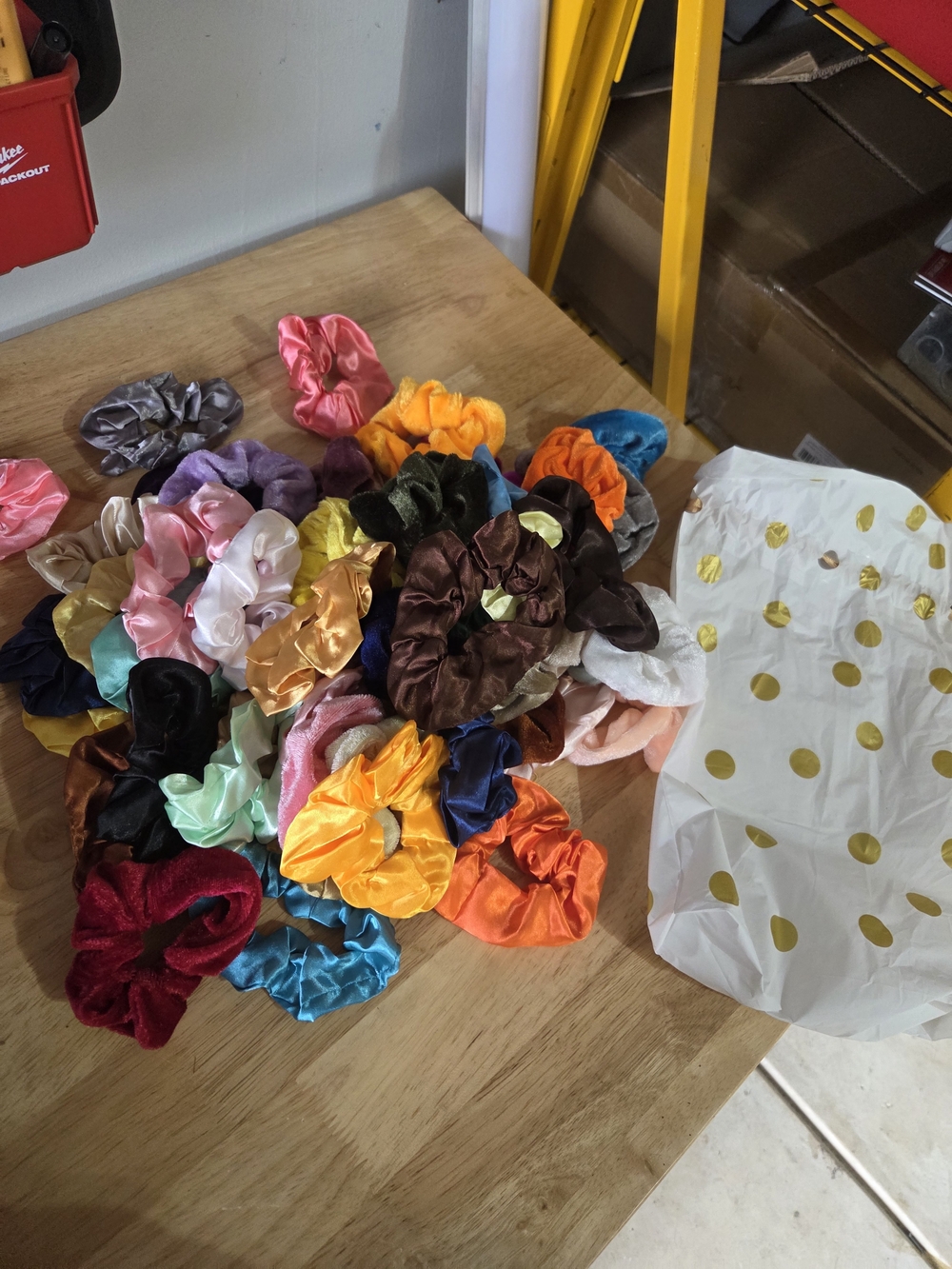 Assorted Satin Scrunchie Hair Ties - Multi Color 50 pzs